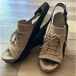 Super cool Derek Lam suede & leather wedges!